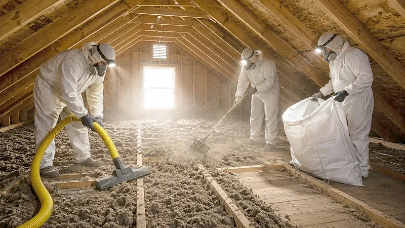 Settled attic insulation needing removal